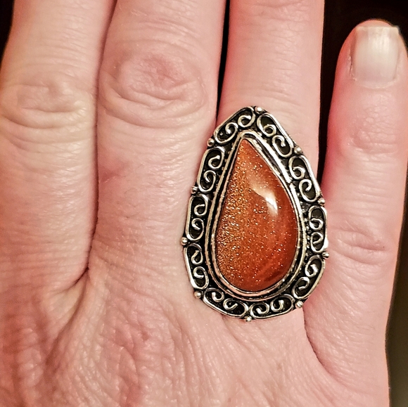 New Sunstone Sun Sitara 925 Silver Statement Ring. - Picture 7 of 8